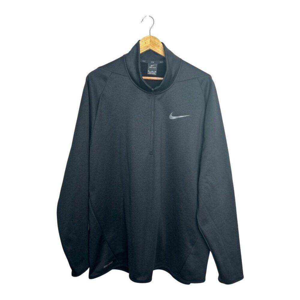Nike‎ Dri-Fit Therma Quarter Zip Black Fleece Pullover Mens Size 2XL 932041-010